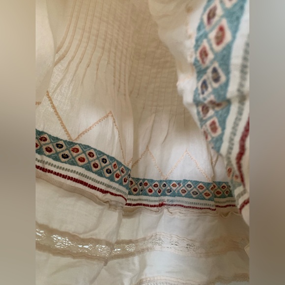 Anthropologie Boho Cream Multicolor Beaded Peasant Blouse 🌴 - Picture 8 of 14